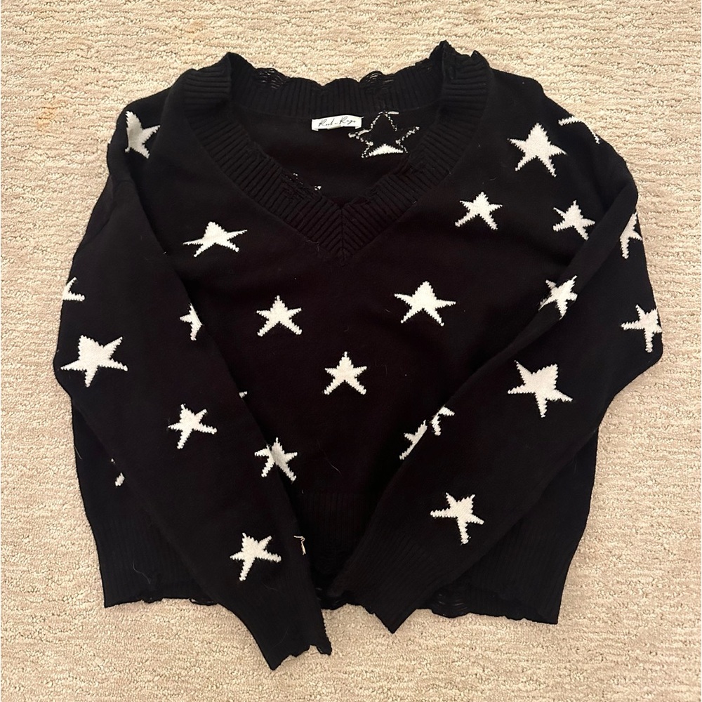 Rock & Rags Black And White Star Sweater